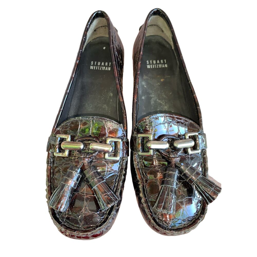 Stuart Weizman Embossed Croc Driving Moccasin Tas… - image 2